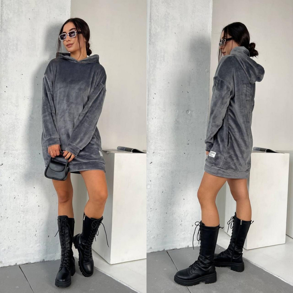 Женская удлинённая теплая туника -платье.  Двухсторонняя мохра 42-52р. Киев - изображение 2