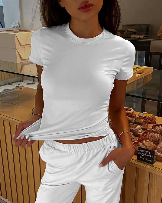 Жіночий базовий прогулянковий костюм двійка: футболка і штани турецька віскоза Одеса - фото 6