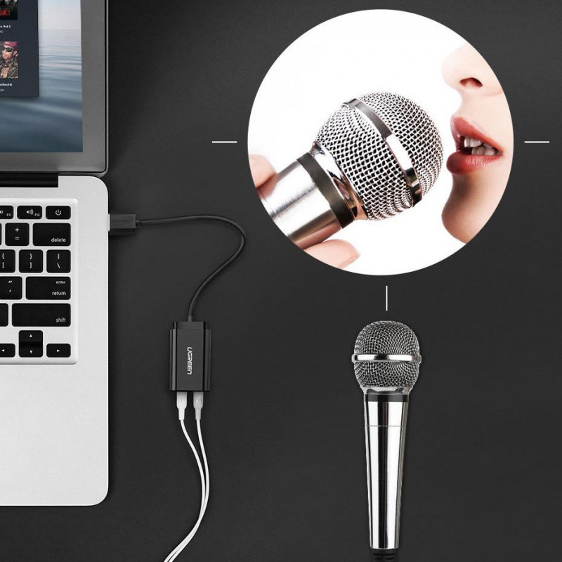 Зовнішня звукова карта Ugreen US205 (Чорна, 15см) Николаев - изображение 7