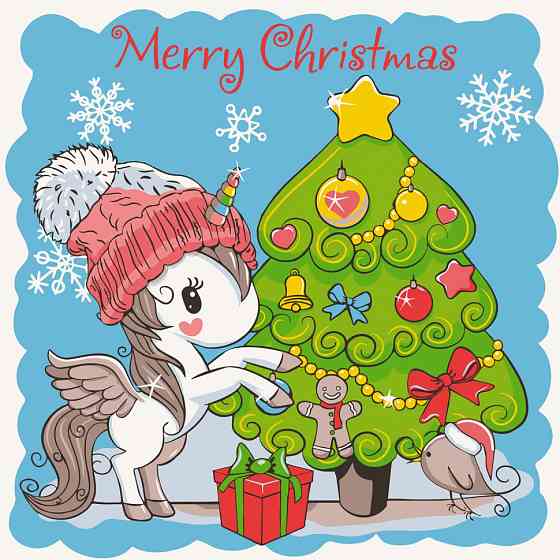 Розпис на полотні "Єдиноріжка з ялинкою" Art Craft 15554-AC 30х30 см Вінниця