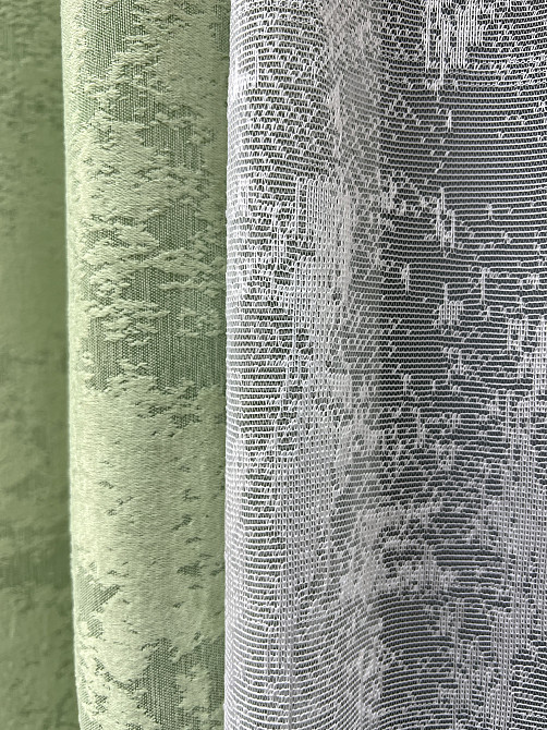 Комплект штор VR-Textil Жакард Мармур 200х270 2шт і Тюль 500х270 1147ш-1400т Світло-оливковий з білим 71-192/6 Київ - фото 5