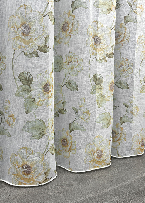 Тюль VR-Textil 1865т Flora Батист Білий з зеленим та помаранчевим 300х250 см (42-1415) Київ - фото 7