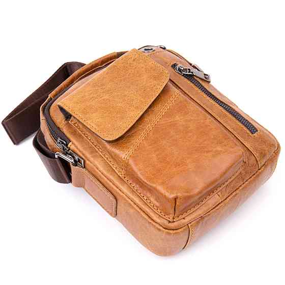 Мессенджер с отверстием для наушников мужской Vintage 20416 Рыжий Киев