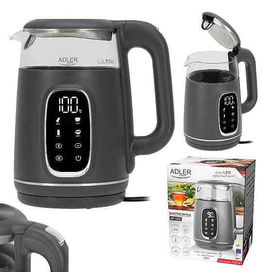 Електрочайник Adler AD 1305 grey 1850-2200Вт/ 1.7л/ скло/ встановлення температури/ Вінниця
