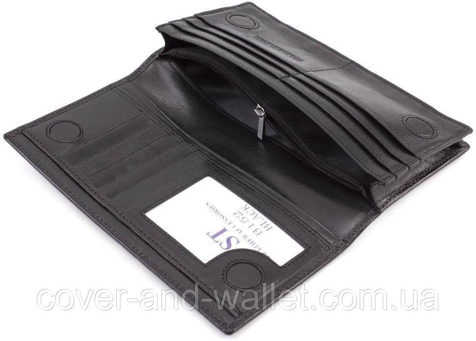 Мужской кошелек купюрник на магнитах из гладкой кожи черного цвета ST B 152 Киев - изображение 3