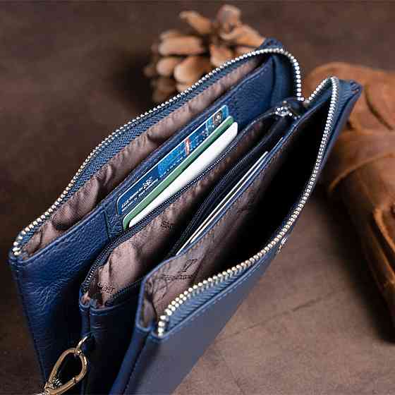 Вместительный клатч на два отделения женский ST Leather 19248 Синий Киев