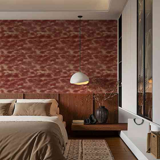 Декоративная 3D панель самоклейка 700x770x5мм Мрамор коричневый с золотом (кирпич) (361) SW-00000637 Днепр