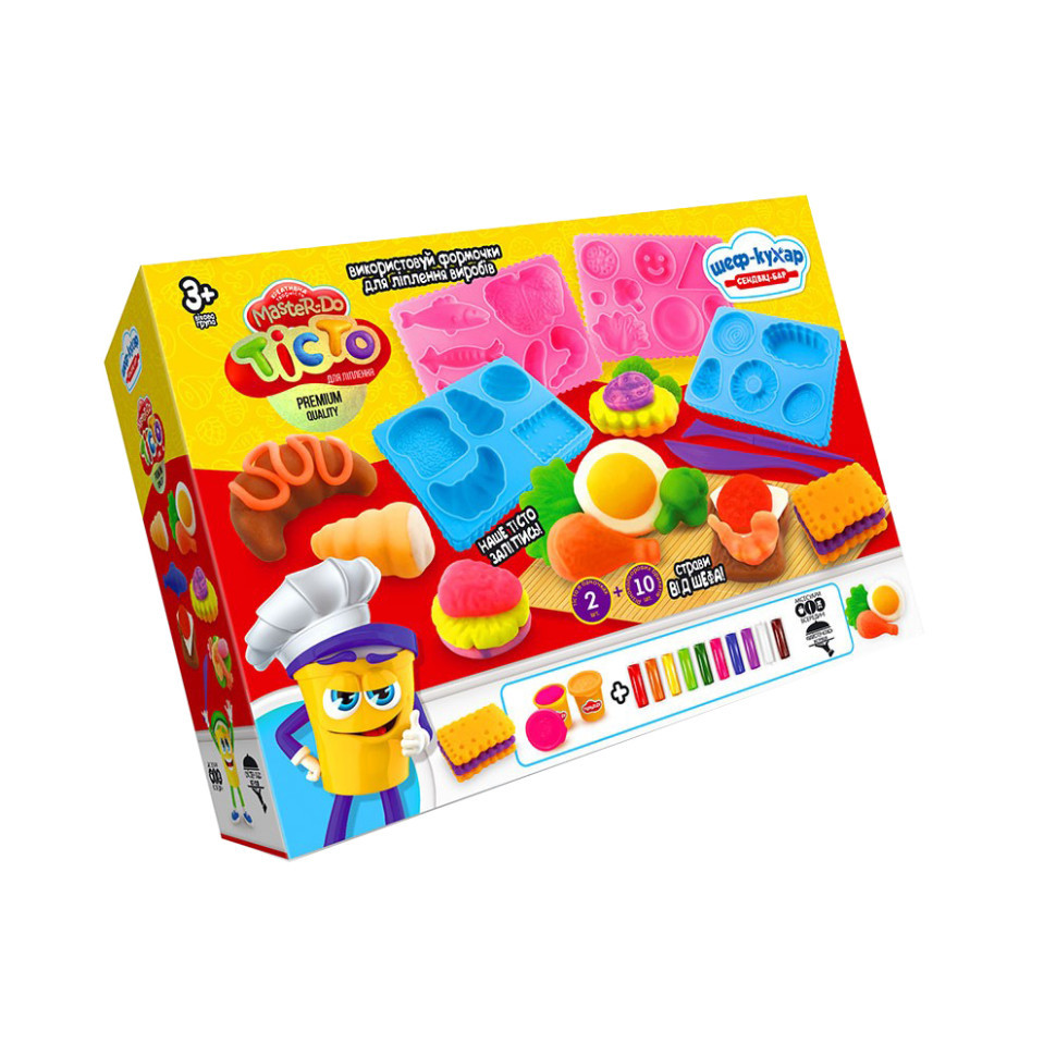 Креативна творчість "Тісто для ліплення "Шеф-кухар" TMD-17-01U…-04U з формами Сендвіч-бар Вінниця - фото 1