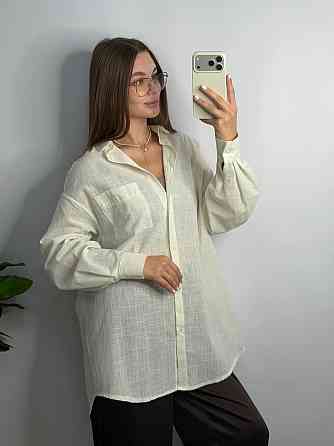Жіноча літня сорочка oversize Молочний, L/2XL Харків