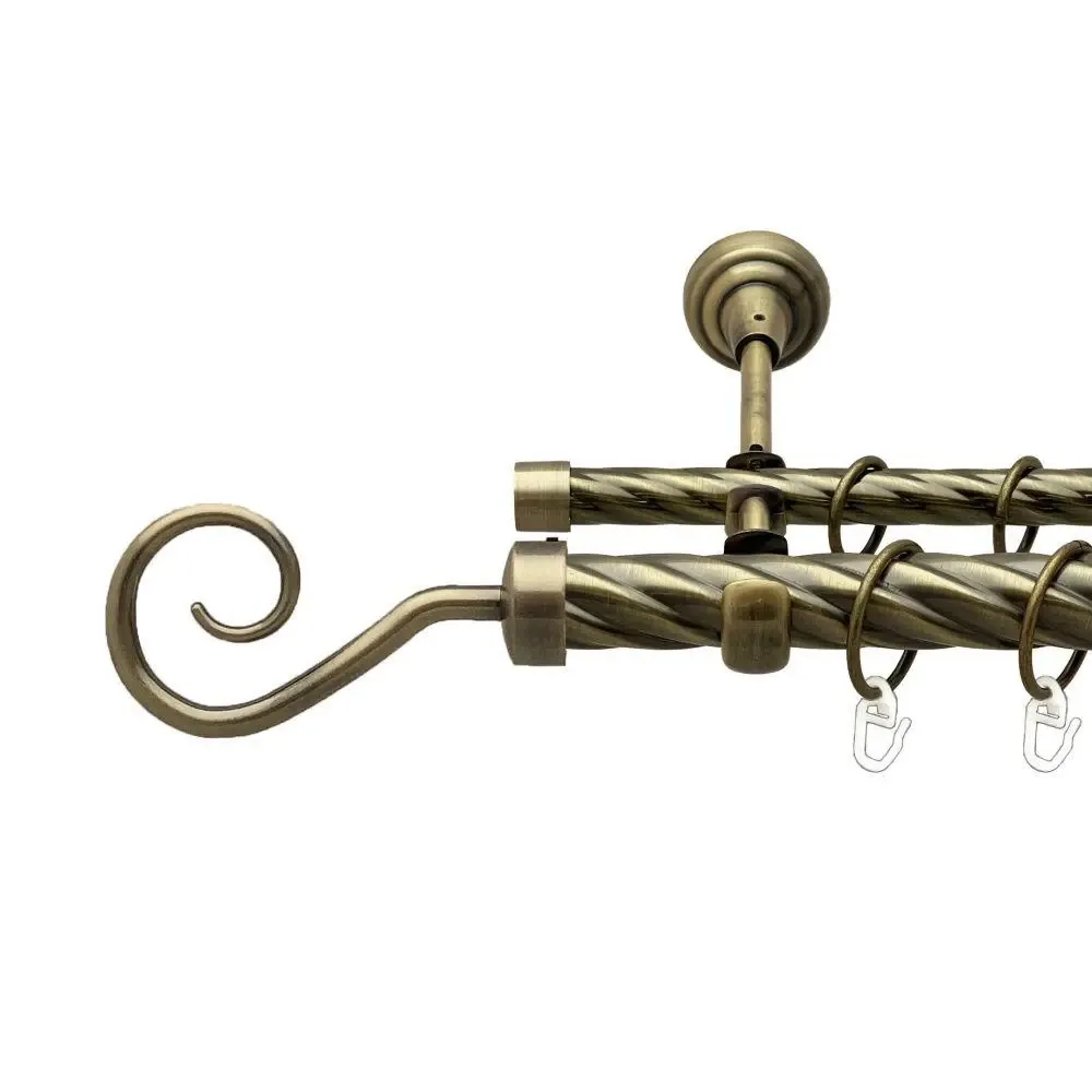 Карниз Orvit Гак металевий дворядний відкритий скручена труба кільце металеве Антик 25\16 мм 240 см (00-00018059) Львів - фото 1