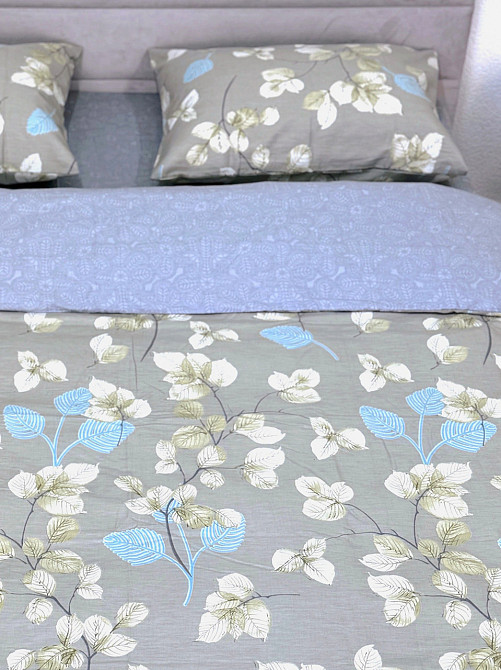 Ecotton Комплект постільної білизни Ecotton двоспальний 180х215 см сатин зелений Листя (рис. 24 Коломия - фото 1