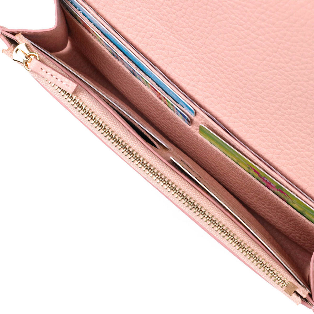 Оригинальный женский кошелек с монетницей на молнии из натуральной кожи Пудровый (Tony Bellucci) Киев - изображение 10