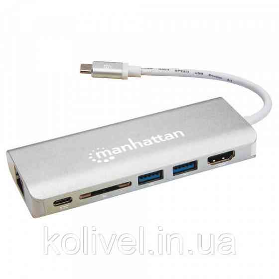 Док-станція USB3.1 Type-C --> HDMI/USB 3.0x2/RJ45/SD/PD 60W Hub 7-in-1 Manhattan (152075) Київ