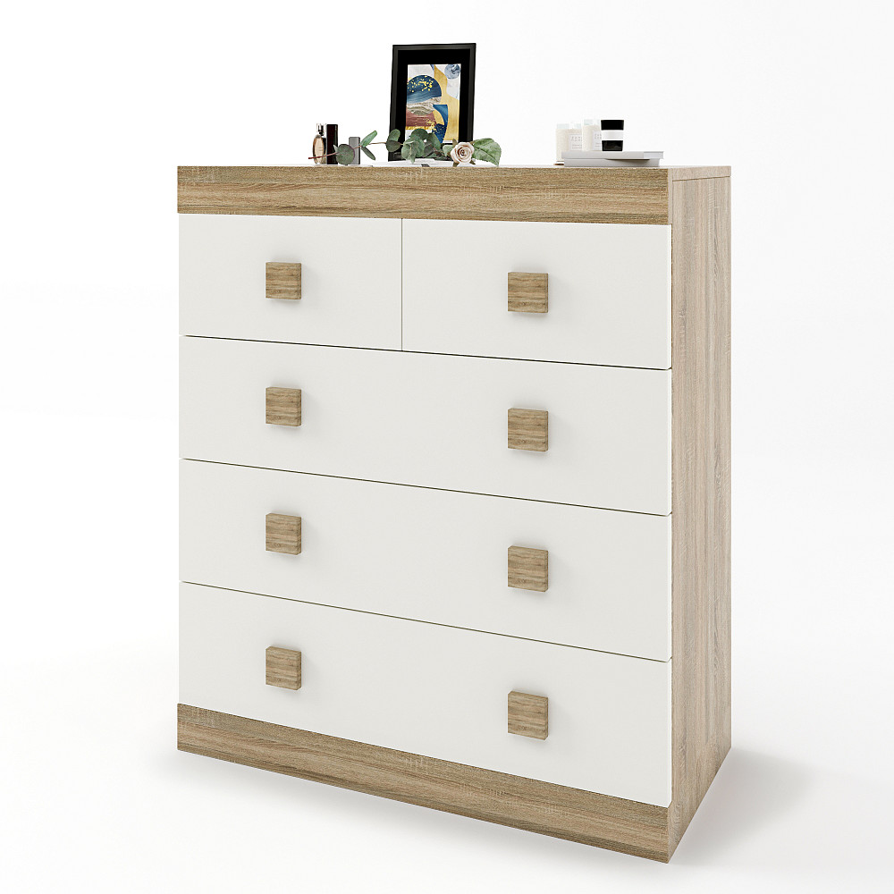 Комод для речей Еверест на 5 ящиків Соната-3 80х38х94 дуб сонома + білий (DTM-2031) Львів - фото 2