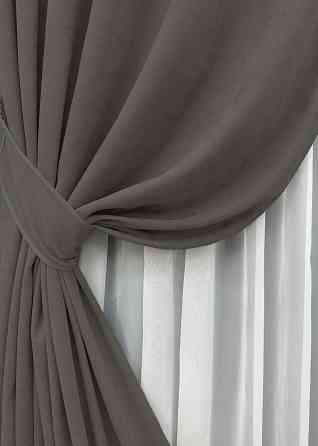Комплект готових штор VR-Textil Мікровелюр Petek YL № 1711ш Темно-сірий 150х295 см 2 шт (33-0604) Київ