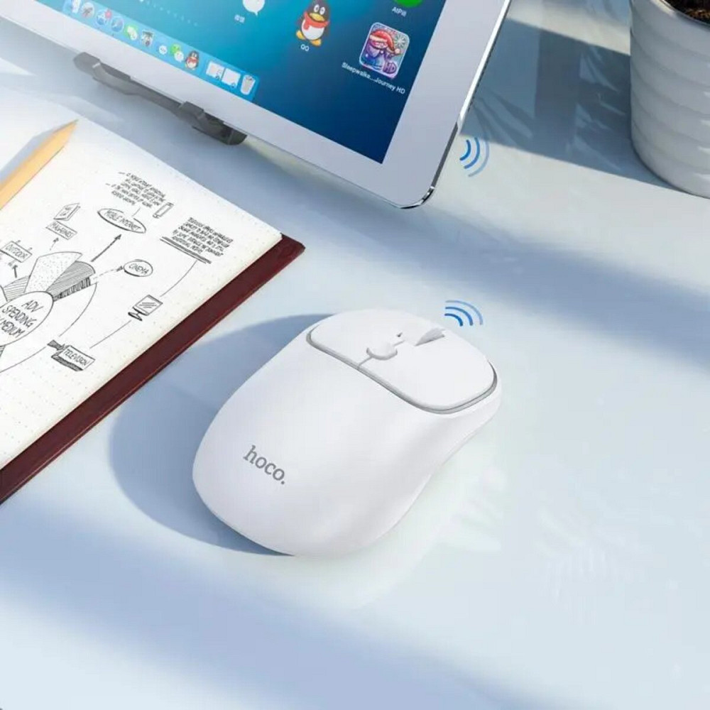 Миша Hoco GM25 Royal dual-mode business wireless mouse Space White (6942007608534 ) Киев - изображение 3