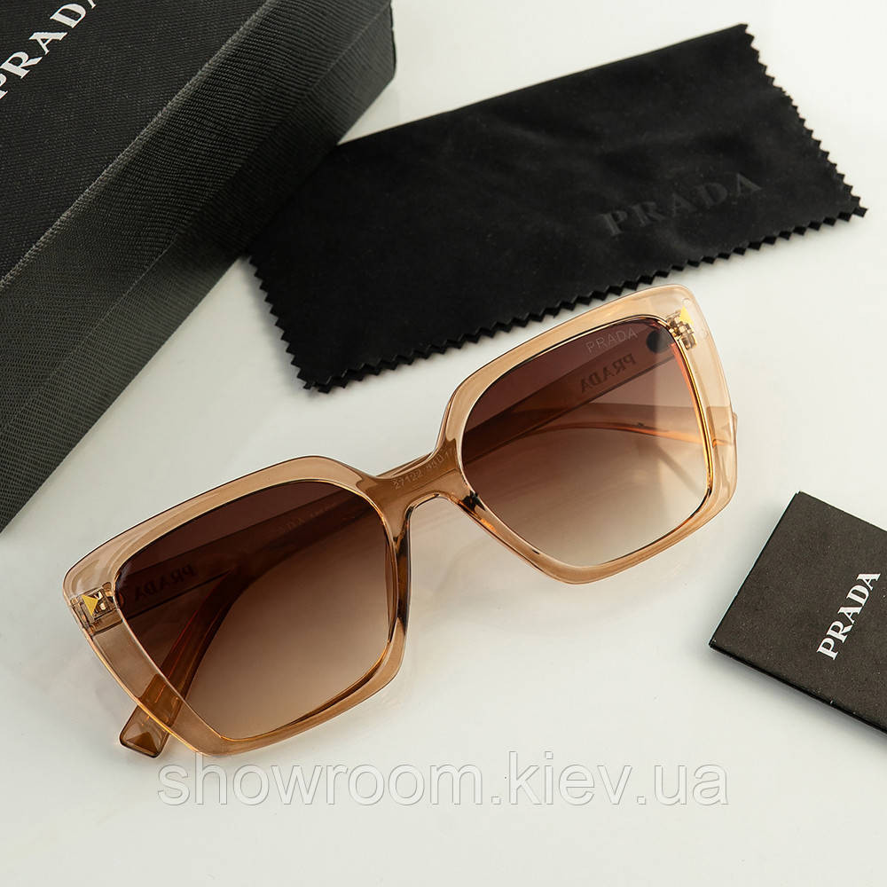 Жіночі брендові сонцезахисні окуляри Prada (22271) powder Київ - фото 3