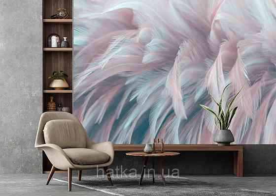 Шпалери вінілові на флізелін абстракція листя пір'я 3д Київ