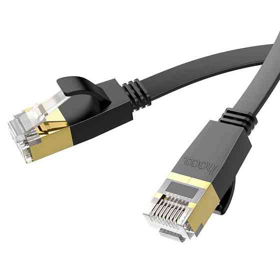 Мережевий кабель HOCO US07 General pure copper flat network cable(L=5M) Black Київ