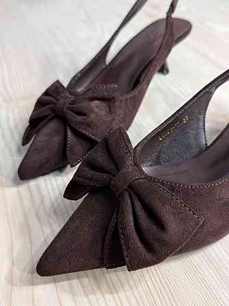 Туфлі жіночі Meideli 2051-13 slingback човники з бантом на підборах коричневі, 39, 24,5 см Київ