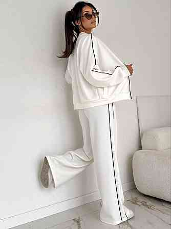 Женский стильный повседневный костюм двойка двухнить петля Белый, 46/48 Одесса