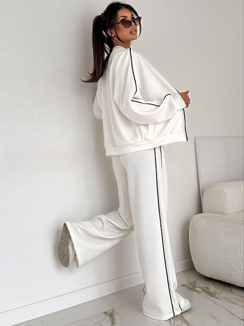 Жіночий стильний повсякденний костюм двонитка петля Білий, 46/48 Одеса - фото 2