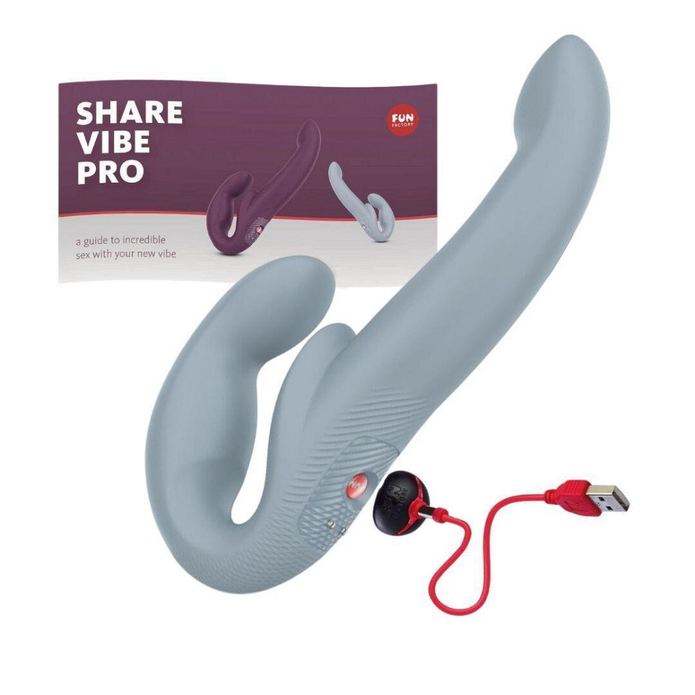Безремневой страпон с вибрацией Fun Factory SHARE VIBE PRO cool grey, регулируемый Sex Aura Киев - изображение 5