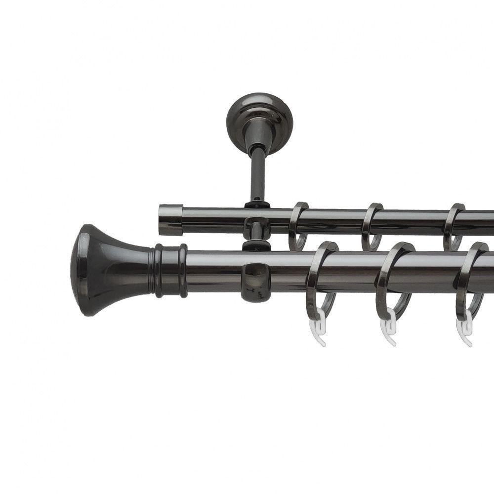 Карниз Orvit Люксор металевий дворядний відкритий гладка труба кільце фасонне металеве  Онікс 25\16 мм 240 см Львов - изображение 1