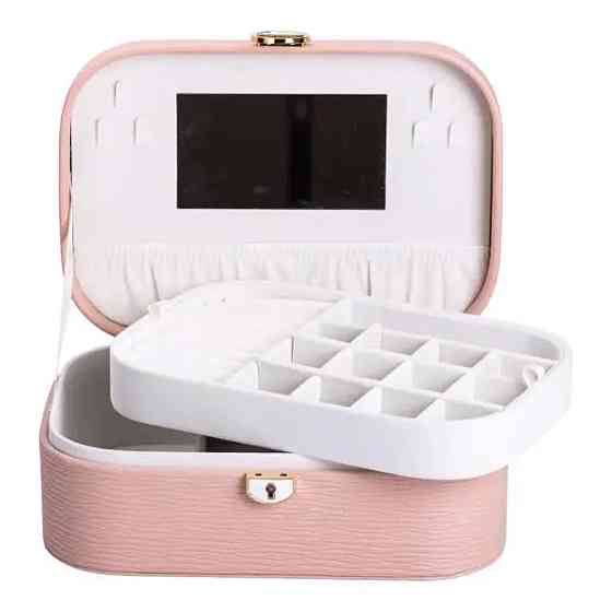 Yiwu Скринька для прикрас з еко шкіри 2 яруси із замком органайзер для ювелірних виробів HP-5-1 Коломыя