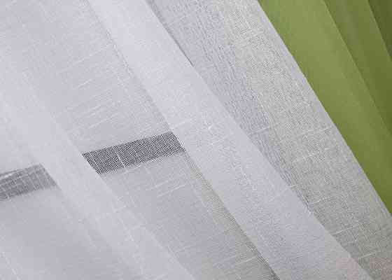 Кухонные шторки VR-Textil № 083к с подвязками Оливковый с белым 280х170 см (52-0913) Киев