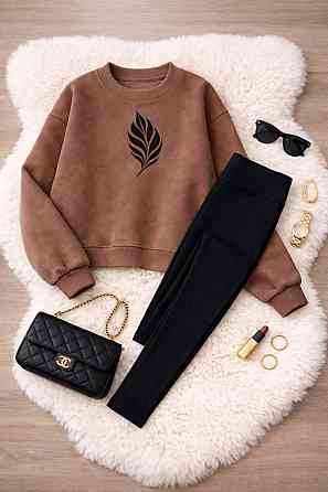 Женский стильный теплый костюм двойка (кофта + солодки) флис Мокко, 50/52 Одесса