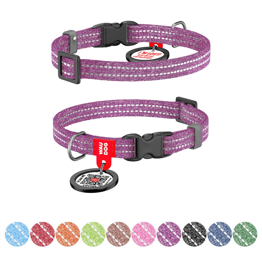 Нашийник для котів та дрібних порід собак WAUDOG Re-cotton з QR паспортом, відновлена бавовна, Коломия - фото 1