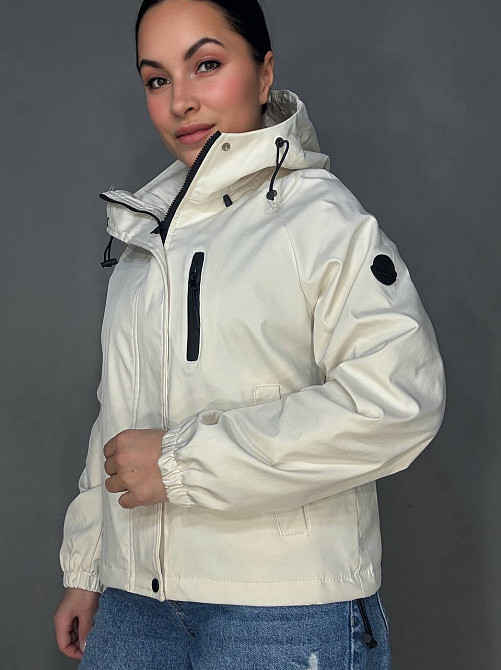 Куртка женская YZY 30128 ветровка оверсайз с капюшоном на подкладке one size, молочний, one size Киев - изображение 7