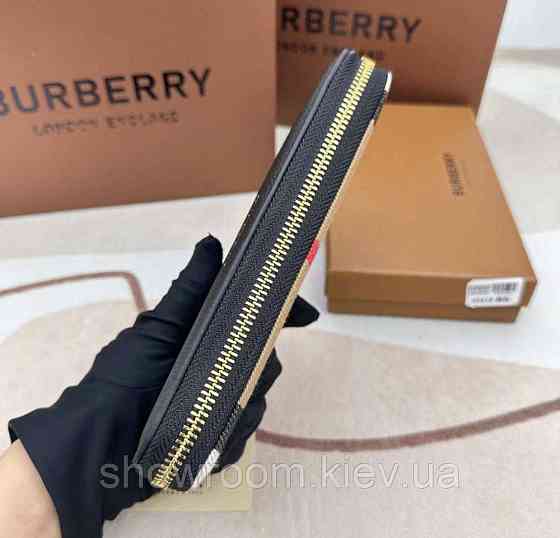 Жіночий шкіряний гаманець на блискавці Burberry (3341) black Київ
