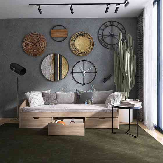 Ліжко односпальне з ящиками Еверест Комфорт 3 193х84х59 см Дуб сонома (DTM-5727) Львів