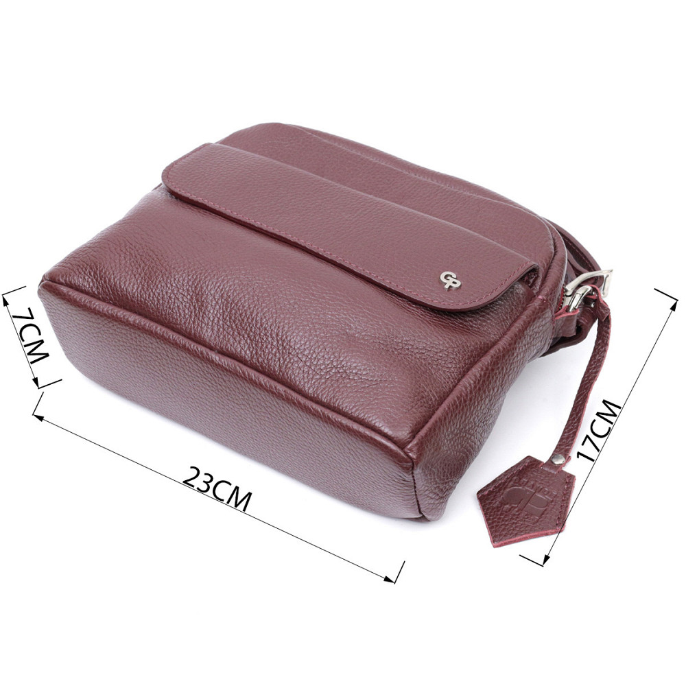 Яскрава сумка жіноча крос-боді з натуральної шкіри Бордовий (GRANDE PELLE) Київ - фото 7