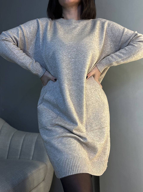 Платье женское LES ETOILES CLAIRES 8198 свитер оверсайз с карманами средняя длина one size, капучино, one size Киев - изображение 8