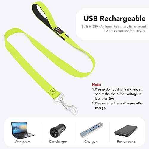 Світлодіодний повідець для собак Colaseeme LED 120 см, USB Type-C (Micro USB) перезаряджуваний, 3 режими підсвічування, нейлоновий Київ