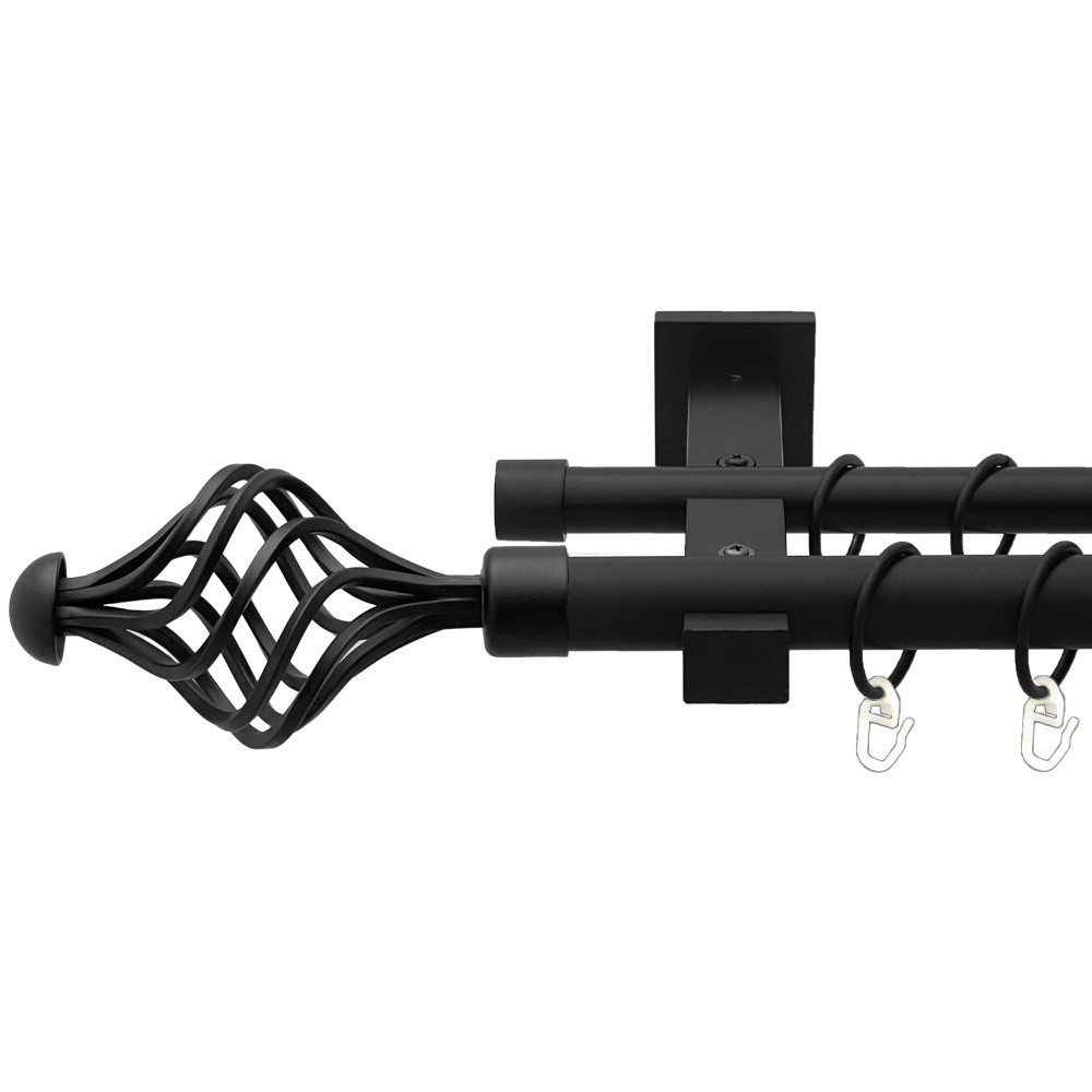 Карниз Orvit Арезо металевий дворядний техно гладка труба кільце металеве Чорний Оксамит 25\19 мм 200 см Львов - изображение 1