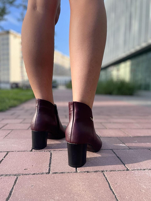 Жіночі черевики ARLETT бордові натуральна шкіра висота каблука 6см висота черевика 11см (1200) Коломыя - изображение 3
