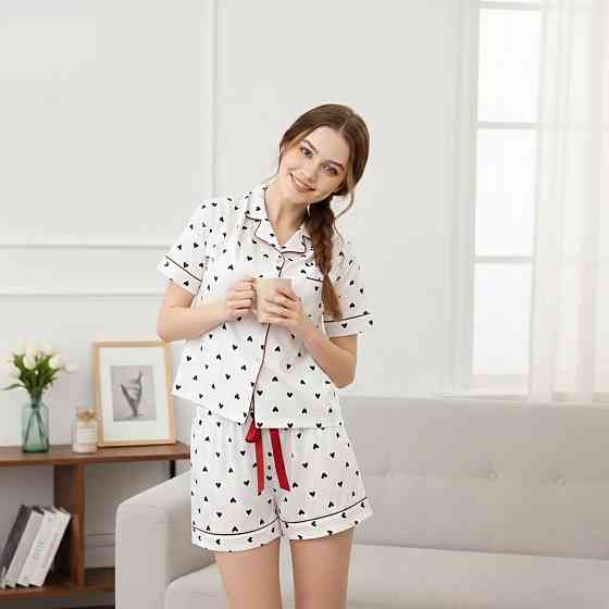 Женская трикотажная пижама двойка с сердечками Одесса