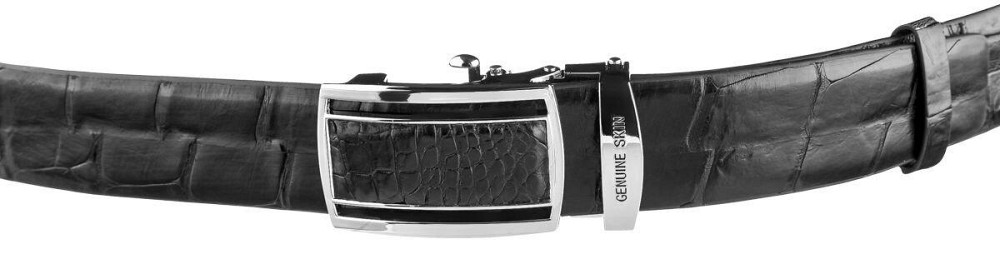 Ремінь-автомат CROCODILE LEATHER 18239 з натуральної шкіри крокодила Чорний Київ - фото 9