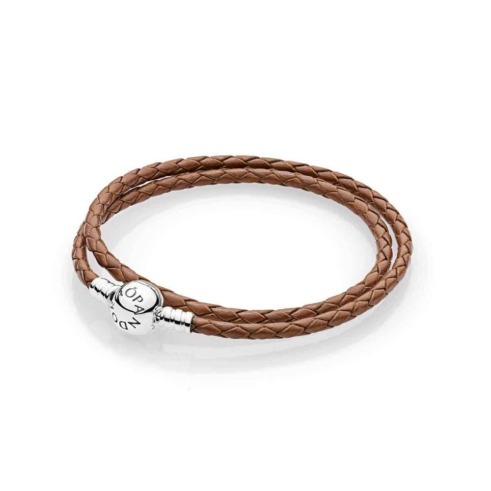 Светло-коричневый кожаный браслет для шармов Пандора  с серебряным замком590745CBN-DMasterSem Киев - изображение 1