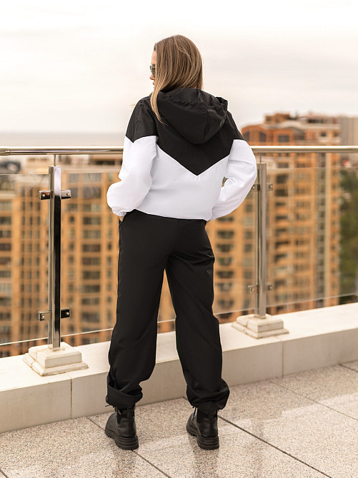 Стильний жіночий костюм із плащової тканини "Wolf" | Норма та батал Чорний + білий, 46-48 Київ - фото 4