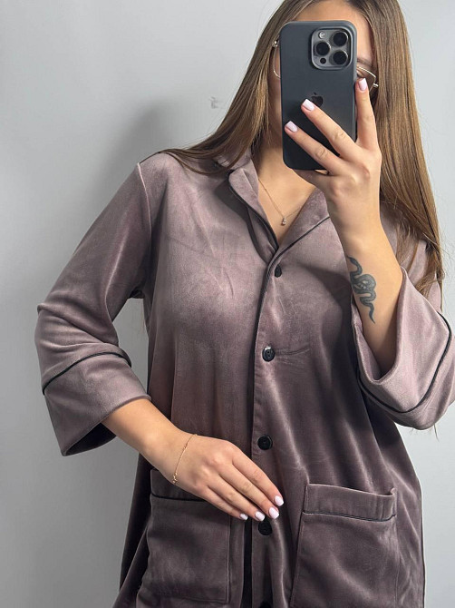 Жіноча сорочка-халат плюш-велюр Мокко ч/к XL-XXL Харків - фото 2