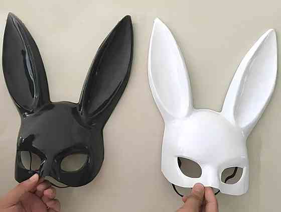 Маска кролика PlayBoy RESTEQ 36 см — черная глянцевая костюмная маска для вечеринок, косплея и Хэллоуина Киев