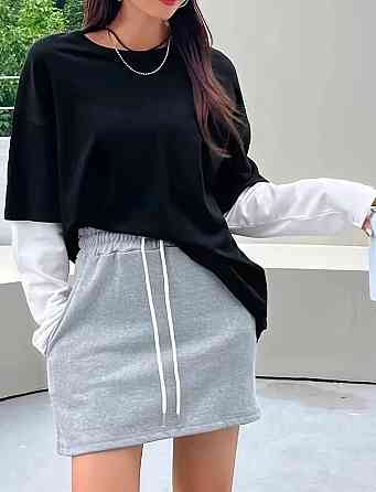 Универсальный унисекс лонгслив оверсайз кроя с эффектом двух слоев двунитка Одесса