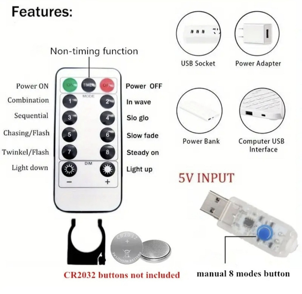 Світлодіодна гірлянда штора роса 3х3 м 300 led з USB і пультом керування (Різнокольоровий) Сміла - фото 5