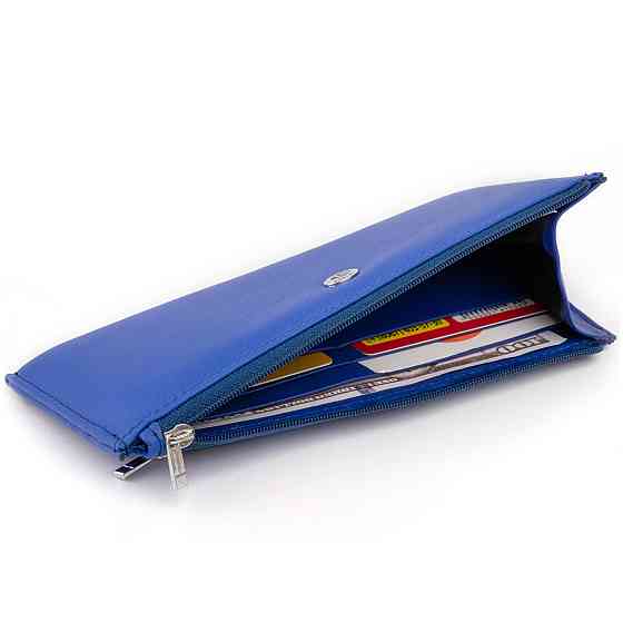 Горизонтальний тонкий гаманець зі шкіри унісекс ST Leather 19329 Синій Київ