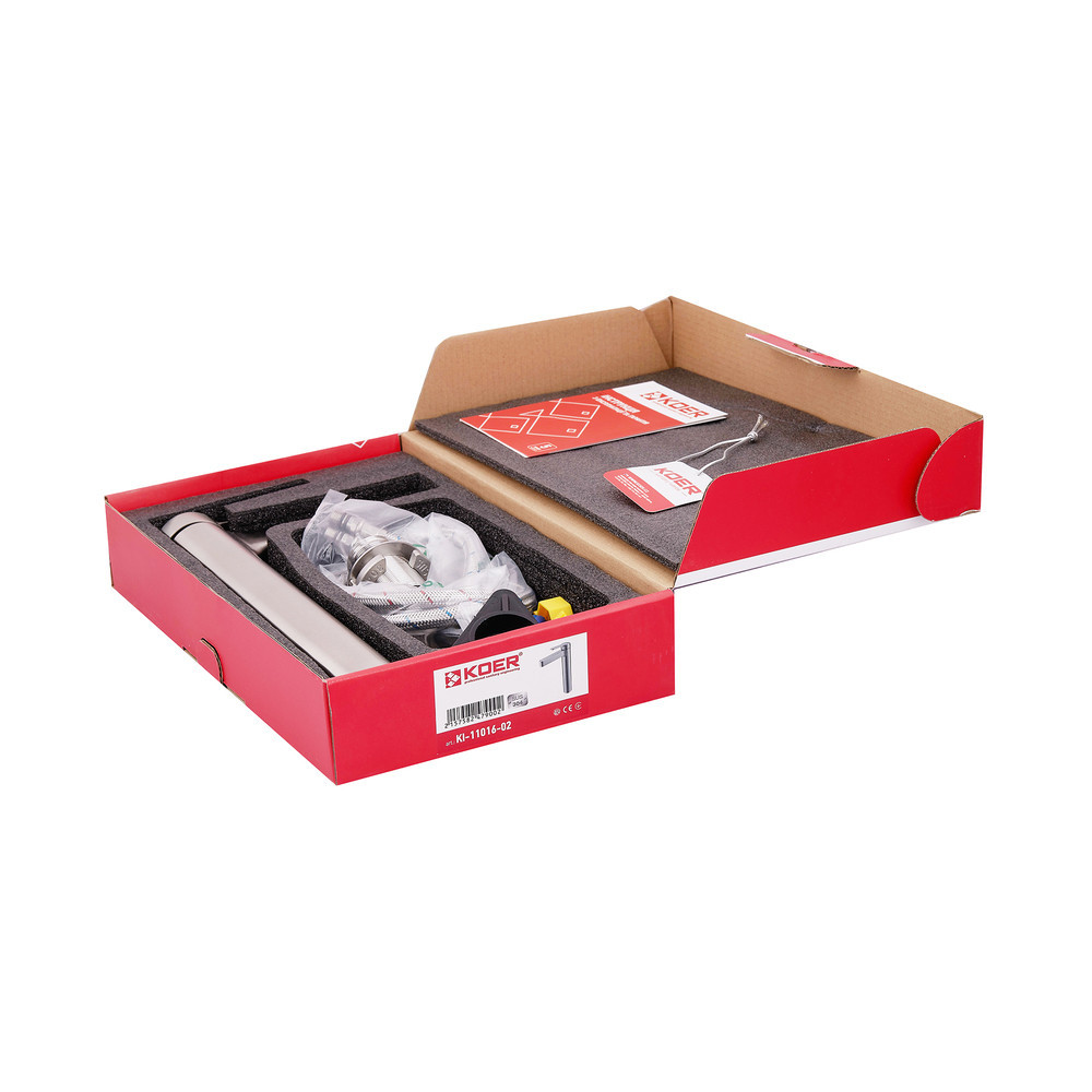 Високий змішувач для умивальника Koer KI-11016-02 з нержавіючої сталі, колір нерж (KR4790) Харків - фото 2